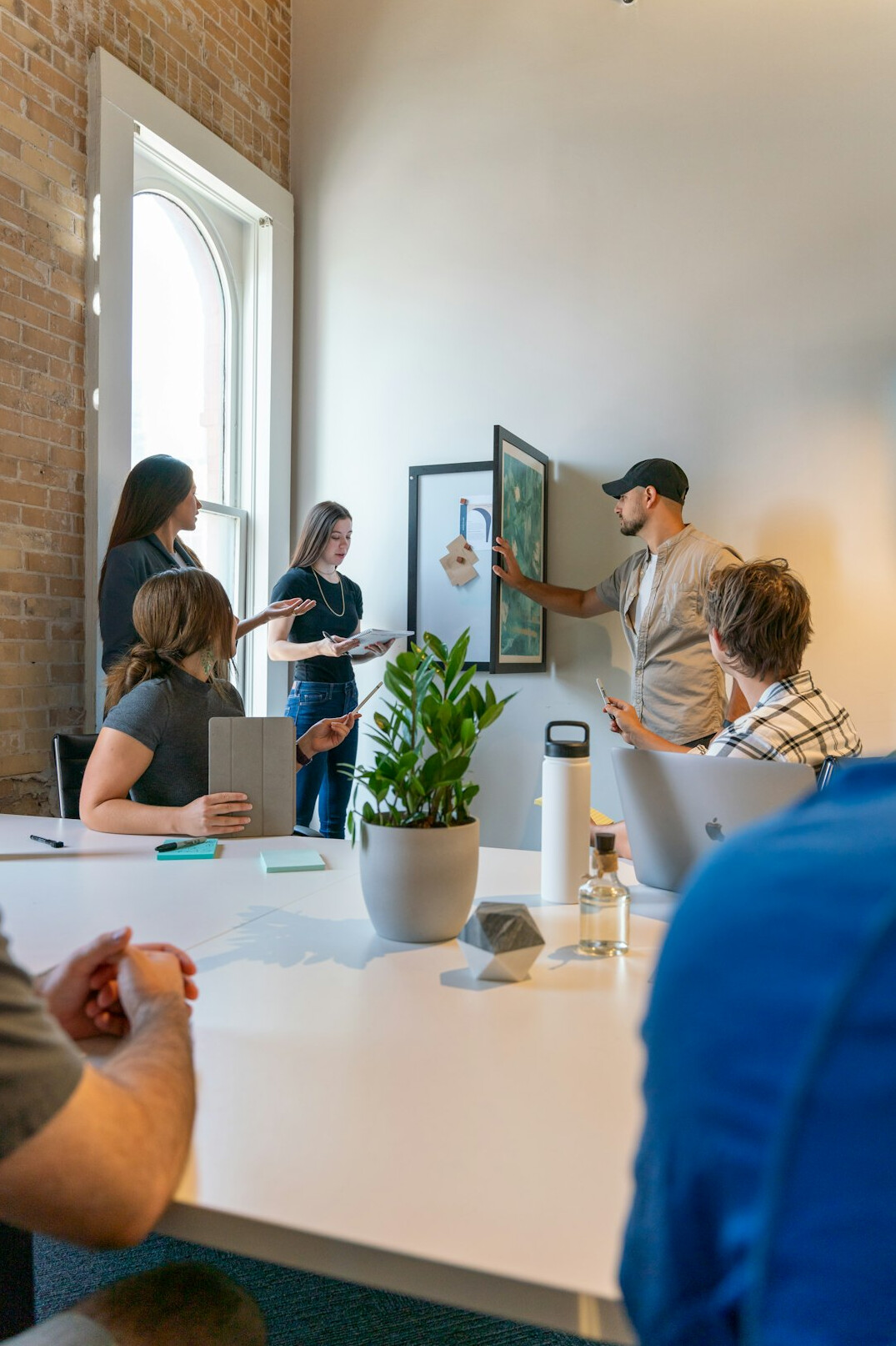 startup team meeting in office