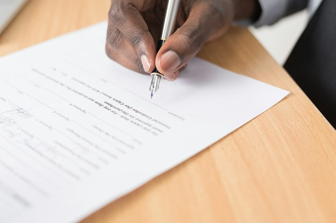 business contract signing