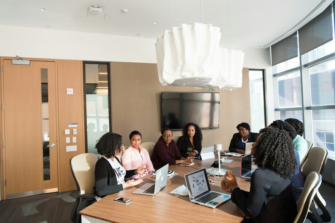 team discussion in office